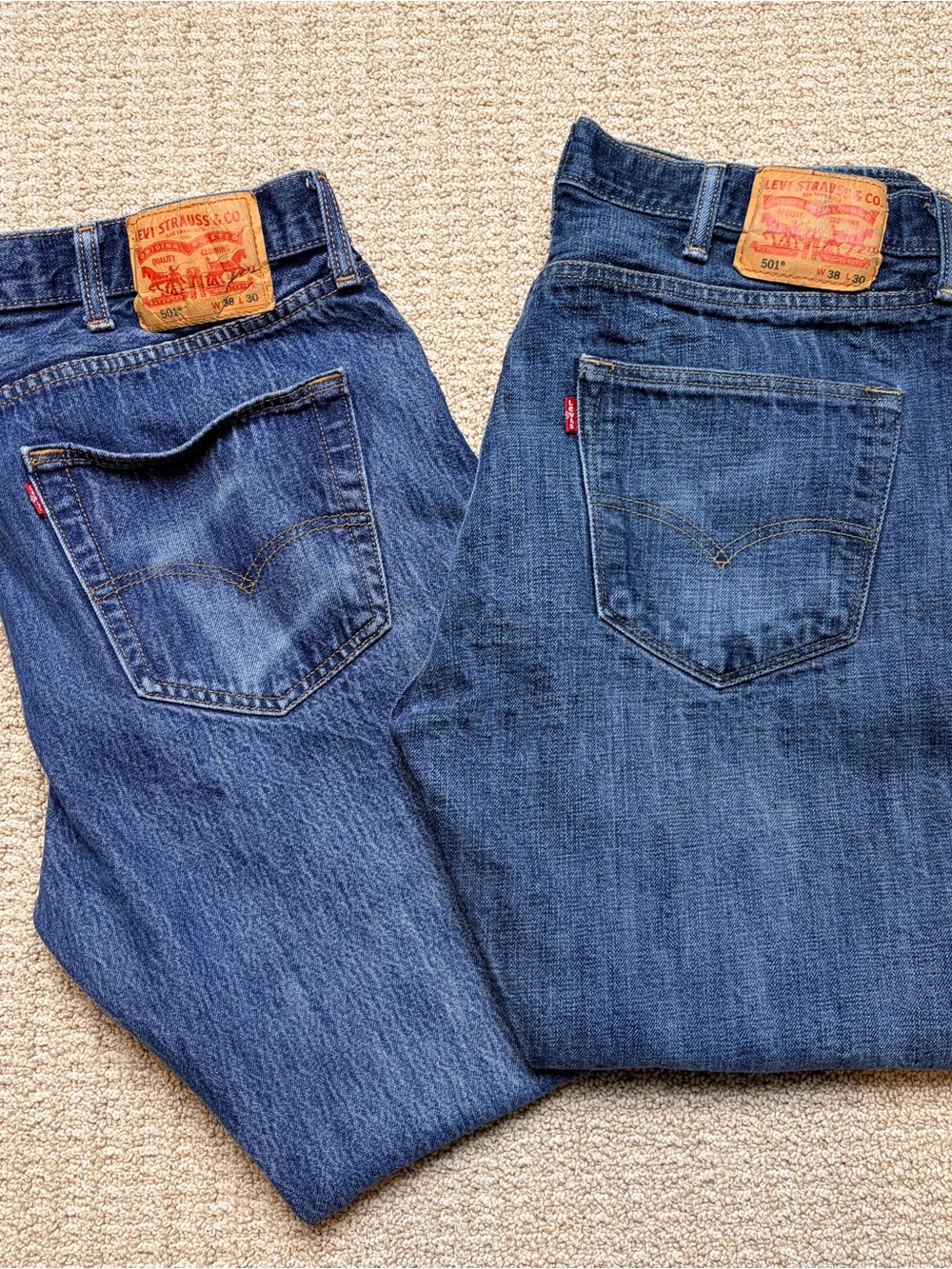 Levi's 501 Mens 38x30‎ Original Fit Jeans Blue Button Fly Denim Pant